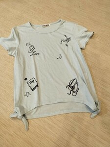 新品★水色　裾結び半袖 Tシャツ　150　雑誌掲載　140の方に