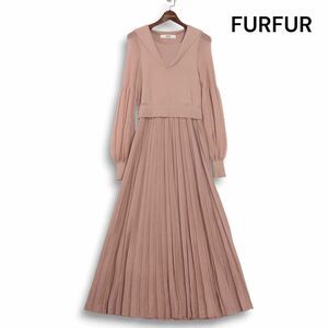 FURFUR ファーファー 通年★ 長袖 ロング プリーツ セーラー ニット ワンピース Sz.F レディース　K4T01664_A#F