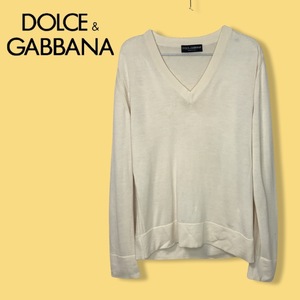 ★Dolce&Gabbana ドルチェ＆ガッバーナ★メンズ Vネック ウール ニット セーター 白 ホワイト size 50 管:B:12