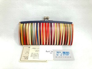 ☆1円～ 未使用 Paul Smith ポールスミス マルチ ストライプカラー がま口財布 長財布☆ 