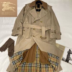 ◆大きいサイズ◆新品タグ付◆バーバリー◆BURBERRY メンズL-XL相当 付襟&キャメルウールライナー☆ロングトレンチコート クリスマスギフト