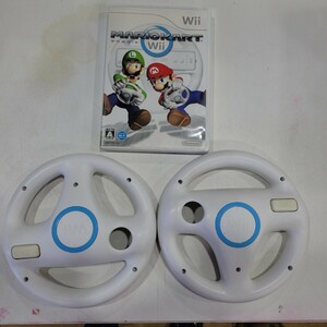 T39 中古 まとめ売り セット 任天堂 Wiiソフト マリオカートWii ハンドル×２ 