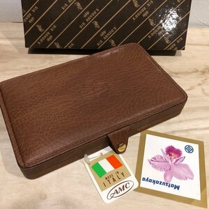 イタリア製　SIR RONGGE GENUINE LEATHER　ジェニュインレザー　本革　松坂屋　ケース　容器　小物入れ 昭和レトロ 雑貨 管理1