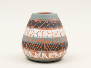 nQov ナバホ陶器 ネイティブアメリカン マルチカラー 花瓶 飾り壷