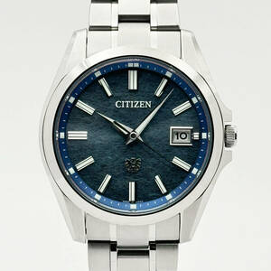 極美品 動作良好 CITIZEN ザ・シチズン AQ4091-56M A060-T027351 年差±5秒 藍染和紙文字盤 光発電エコ・ドライブ スーパーチタニウム 正規