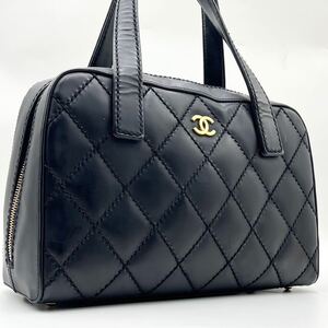 【正規品】 CHANEL シャネル ワイルドステッチ ボストン バッグ ココマーク レザー ブラック シリアル ブティック シール 有り 黒