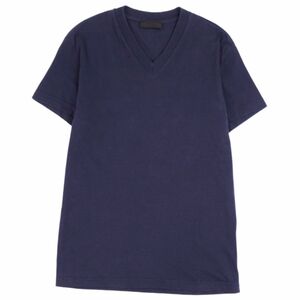 プラダ PRADA カットソー Tシャツ 半袖 トライアングル ショートスリーブ 無地 トップス メンズ XS ネイビー cg02or-rm10f02395