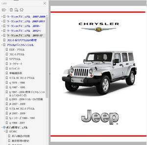 ジープ ラングラー 2007-2017 ワークショップマニュアル 整備書 配線図 パーツリスト JK wrangler 修理書 マニュアル JKラングラー