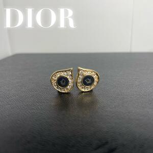 美品★クリスチャンディオール　イヤリング　ピアス　dior ロゴ　黒/金