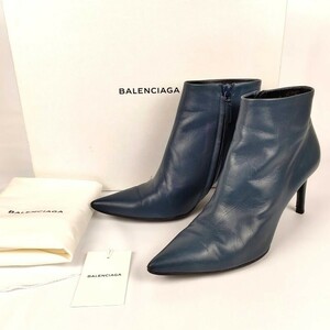 バレンシアガ BALENCIAGA ショートブーツ 357872 サイズ37 【23.5cm相当】グリーン 緑 ポインテッドトゥ サイドジップ ブーティ