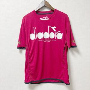 DIADORA ディアドラ 半袖Tシャツ プラクティスシャツ Mサイズ レッド ポリエステル