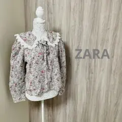 【美品】ZARA 花柄　襟元フレア　大きいサイズ