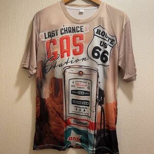 新品★ベージュ★ルート66★Last chance GAS★Tシャツ★ユニセックス★L★ベージュ半袖 Tシャツ 