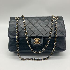 美品 CHANEL シャネル マトラッセ 25 ラムスキン チェーンショルダーバッグ ハンドバッグ ブラック ゴールド金具