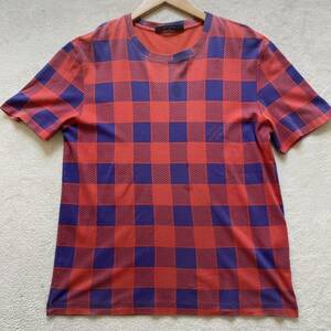 【超稀品】 LOUIS VUITTON ヴィトン メンズ 半袖 Tシャツ トップス カットソー ダミエ チェック 柄 Sサイズ