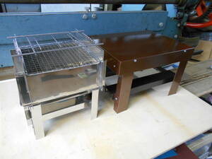 箱型焚き火台M　テーブル　セット　一括持運び　折畳　組立式　ステンレス　ガルバ　軽量　コンパクト　ソロキャン　初めてセット　自作