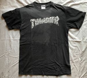 90s ビンテージ！ THRASHER スカル Tシャツ ONEITAタグ 黒 サイズM（38-40）半袖 古着 オールドスラッシャー ドクロロゴ 