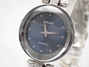 稼動品 1円～☆RADO ラドー QZ レディース腕時計 FLORENCE フローレンス 153.3717.4 青文字盤 ラウンド シルバーカラー/E2024-3850