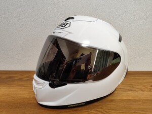 美品 SHOEI X-Fourteen Lサイズ ホワイト ミラーシールド付X-14 ショウエイ エックス フォーティーン 59〜60cm フルフェイスヘルメット