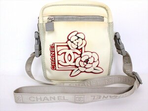 CHANEL【シャネル】スポーツライン カメリアミニショルダーバッグ☆オフホワイト☆ナイロン☆ココマーク☆レディース☆