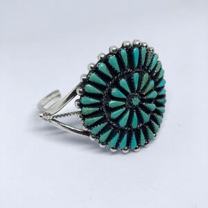 ZUNI Needle Point Cluster Bangle 925 ズニ族 NAVAJO ニードルポイント ターコイズ シルバー バングル スターリング ナバホ インディアン