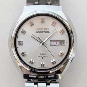 SEIKO 5 ACTUS SS 6106-8680 セイコー5アクタス SS シルバー文字盤 自動巻き カレンダー デイデイト スクリューバック 純正ベルト 稼働品