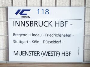 OBB オーストリア国鉄 サボ IC インターシティ 118 Innsbruck Munster