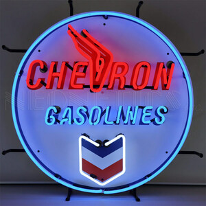 看板 ネオンサイン / CHEVRON GASOLINE シェブロンガソリン（ラウンド） 高61さ×横61×奥行き10cm オフ