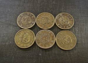 半銭胴貨 6枚セット 送料無料（12847）　 古銭 骨董　アンティーク　日本 貨幣　菊の紋章 お宝