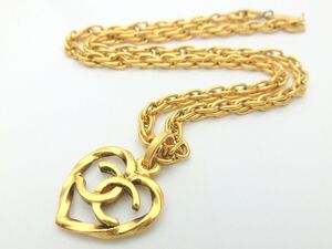 1000円スタート ネックレス CHANEL シャネル 1982 ココマーク ハート型モチーフ ゴールド メッキ ヴィンテージアクセサリー 11 H251