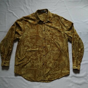 ビンテージ イタリア製 GHIAIA ヴィンテージ 長袖シャツ ボタニカル 総柄 Vintage 80’s 90s Italy Men’s Roman LS Button Shirt M