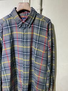 【即決】90s OLD GAP オールドギャップ B.D shirt ボタンダウン シャツ 長袖 グレー 90年代 古着 XL