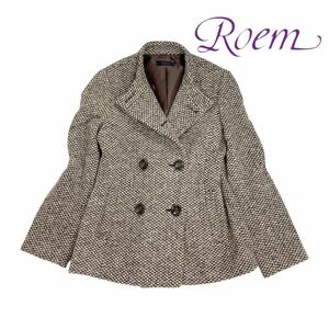 10T104☆ Roem ロエム 韓国ブランド ウール ツイード ミドル ハーフコート ジャケット アウター 秋冬 M