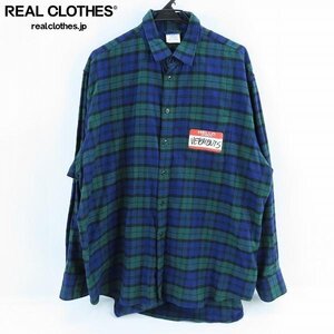 ☆VETEMENTS/ヴェトモン チェック柄バックプリント長袖シャツ UE52SH580N/L /060