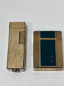 【M53127】S.T Dupont デュポン 都彭 ライン１ショート ゴールドカラー おまけライター付 着火未確認 火花確認済 現状品