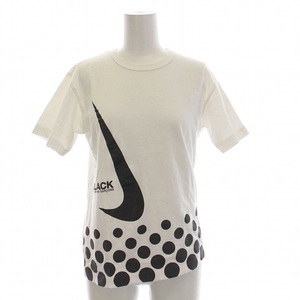 ブラックコムデギャルソン BLACK COMME des GARCONS ナイキ NIKE Tシャツ カットソー クルーネック ドット ロゴ プリント 半袖 S 白 黒