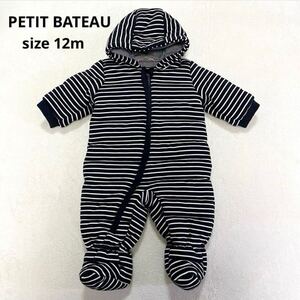 【良品】PETIT BATEAU プチバトー ジャンプスーツ 足つき 12m 74cm 厚手 ユニセックス