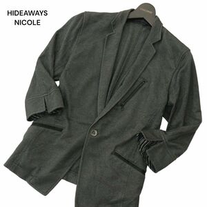 HIDEAWAYS NICOLE ハイダウェイ ニコル 春夏 7分袖 スリム★ アンコン テーラード ジャケット Sz.46　メンズ グレー　A4T08000_7#M