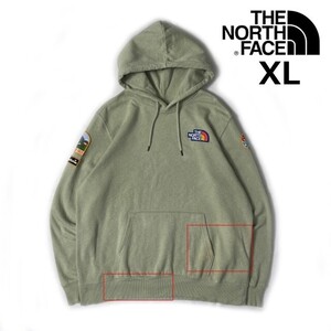 1円～!売切!【正規新品】THE NORTH FACE PATCH PULLOVER HOODIE パーカー スウェット アウトドア 裏起毛(XL)緑 181130-59 ※訳アリ