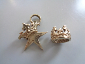 2点セット 美品 ROYAL ORDER ロイヤルオーダー 9K SMALL SOLID STAR WITH CROWN TINY CROWN ペンダントトップ GOLD ゴールド 金 K9