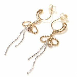 J◇K18 リボンデザイン イヤーカフ イヤリング イエローゴールド 18金 Yellow Gold earrings【ネコポスOK】