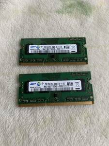 【2GB×2枚=4GB】SAMSUNG サムスン 2GB 1Rx8 PC3-10600S-09-11-B2 メモリ ノートPC用 動作品