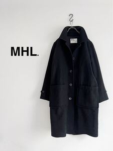 MHL. ウールロングコート ステンカラーコート ブラック マーガレットハウエル