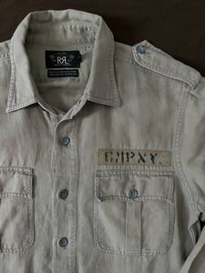 【希少】RRL STENCIL MILITARY SHIRT ダブルアールエル ステンシル ミリタリー サファリ プルオーバー シャツ ラルフローレン S〜M