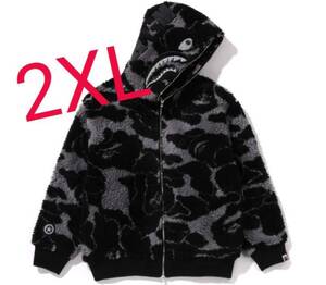 2XL 極少 即発送 24AW A BATHING APE ABC CAMO BOA SHARK RELAXED FIT FULL ZIP HOODIE BAPE ボア シャーク フーディー ジャケット メンズ