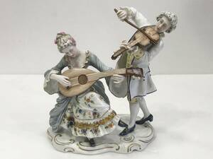 Ginori ジノリ 貴婦人紳士 音楽 人形 フィギュリン 西洋磁器 陶器人形 置物 アンティーク イタリア 現状品 AE104080