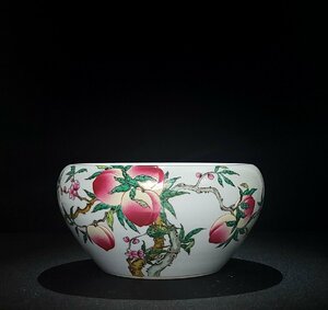 ◆古寳堂◆清 雍正年製款 粉彩 福寿紋 筆洗 古陶瓷品 極細工 古置物 古擺件 中国古美術 時代物 古董品