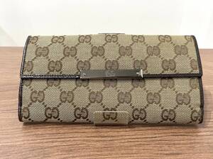 【1891】1円スタート GUCCI グッチ GGキャンバス 112715 二つ折り財布 Wホック ダブルホック 長財布 個人長期保管品