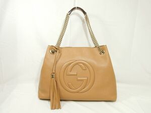 超美品 GUCCI グッチ ソーホー ペブルレザー チェーントートバッグ ショルダーバッグ ハンドバッグ タッセル 536196 インターロッキングG