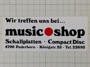 外国 古いステッカー：music shop ヨーロッパ デザイン 広告 ビンテージ Ae